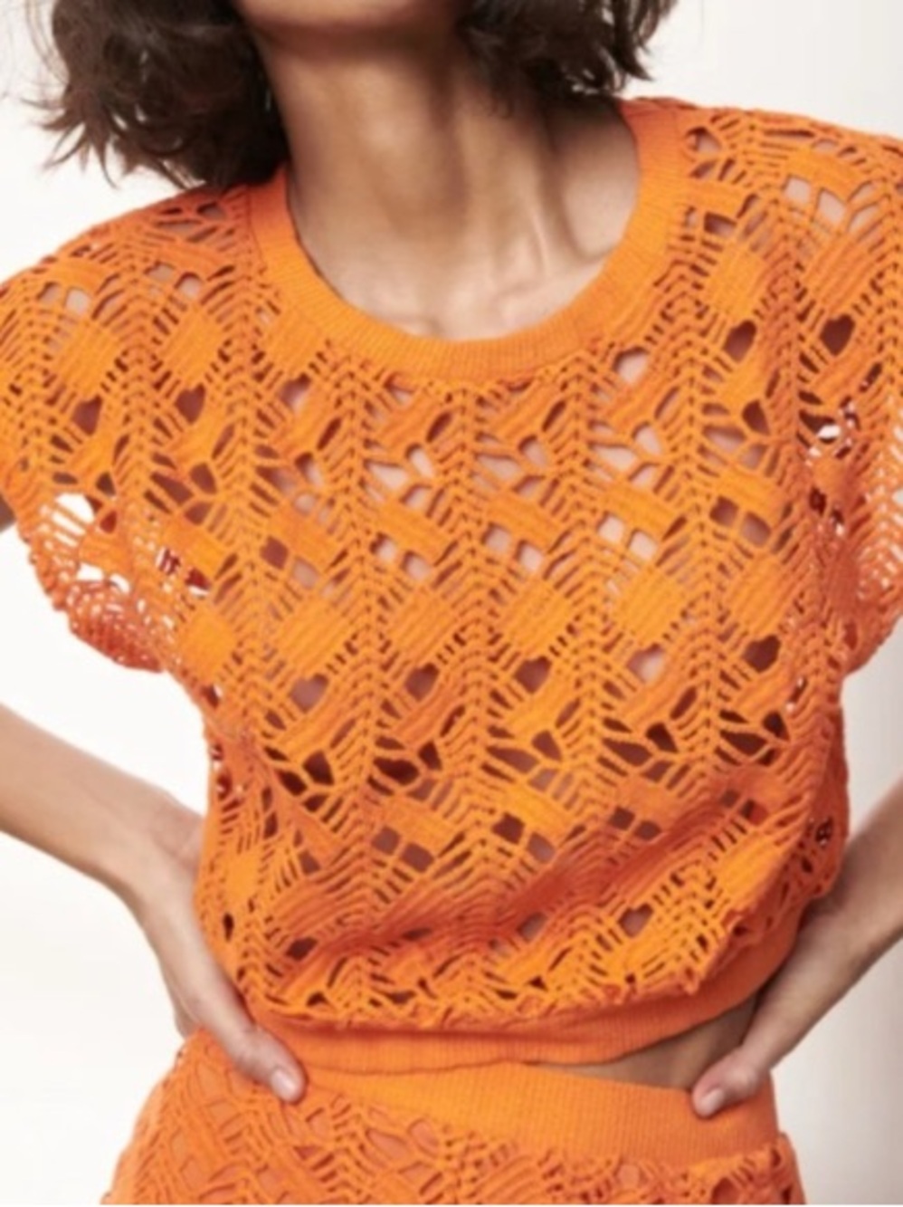 Zara Orange Crochet  Crop Top